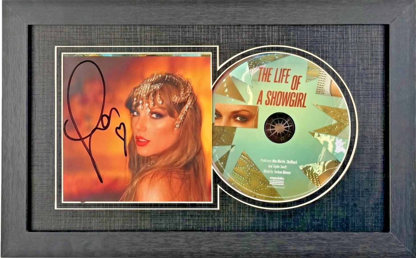 Taylor Swift Signed CD 'The Life of a Showgirl' Framed Display with CD