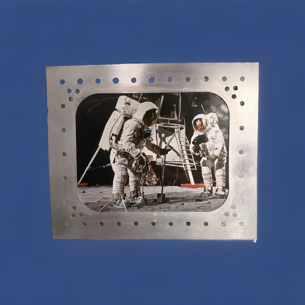 Apollo Astronauts on the Moon NASA Photo Riveted Aluminum Spacecraft Frame