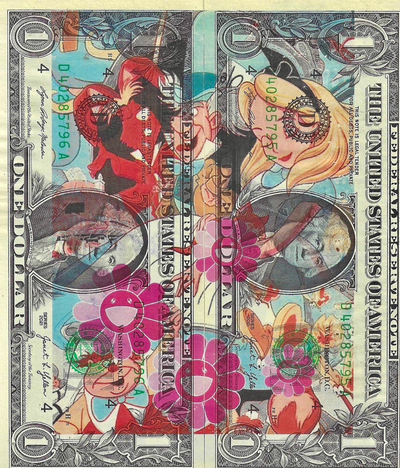 Alice in Wonderland DNYC –$1 Dollar Bills Signed & Numbered RARE!