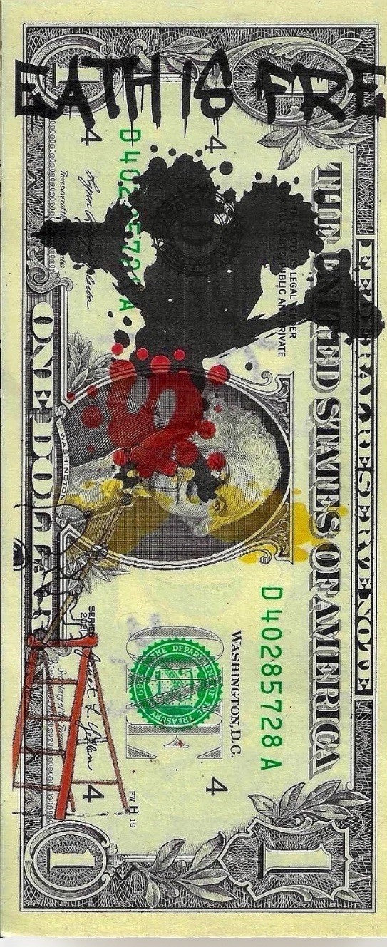 Death NYC –Mickey Mouse Death is Free $1 Dollar Bill Signed & Numbered