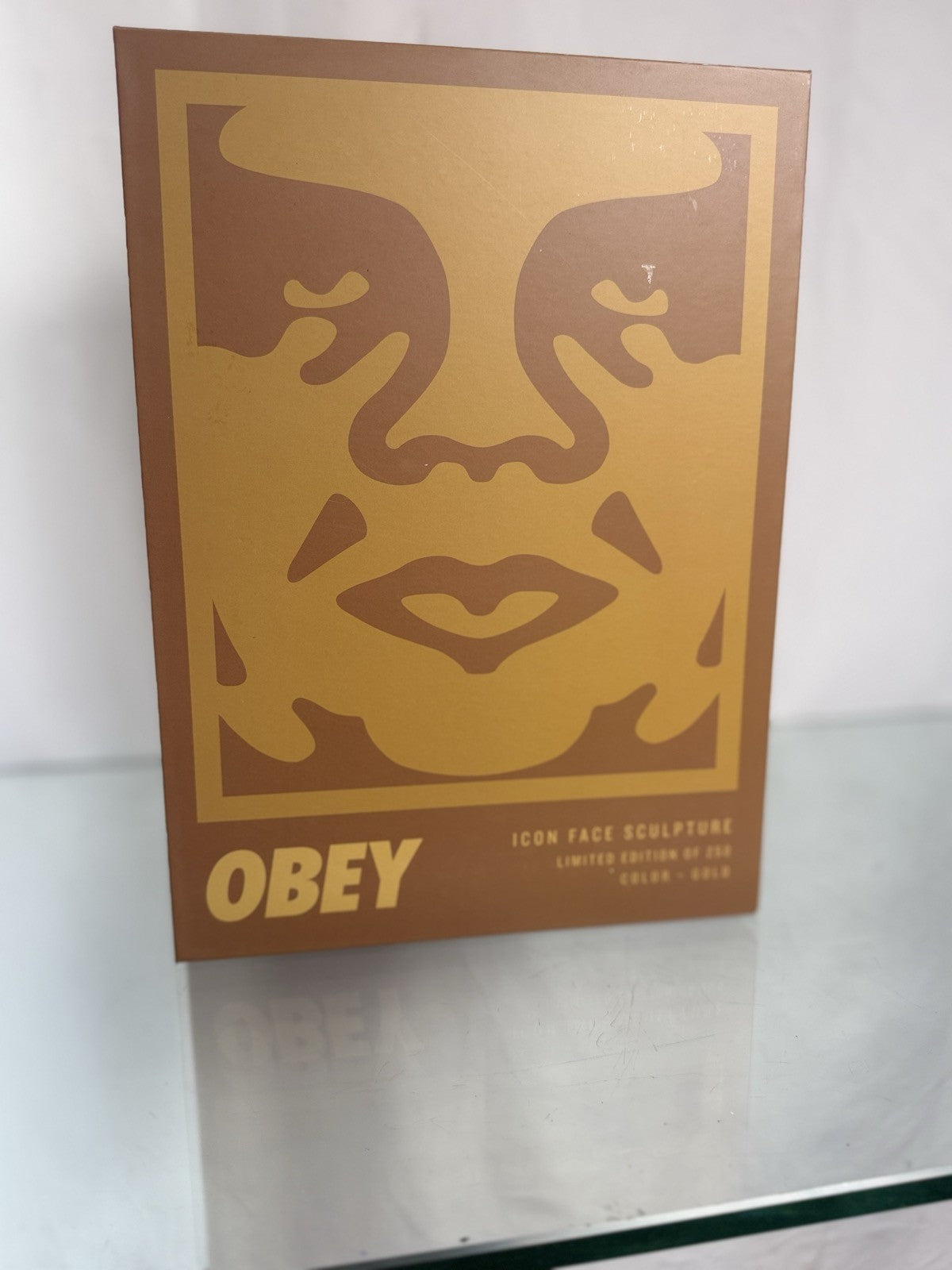 Shepard Fairey OBEY Giant Icon Face 3D Gold Relief Plaque Sculpture New in Box