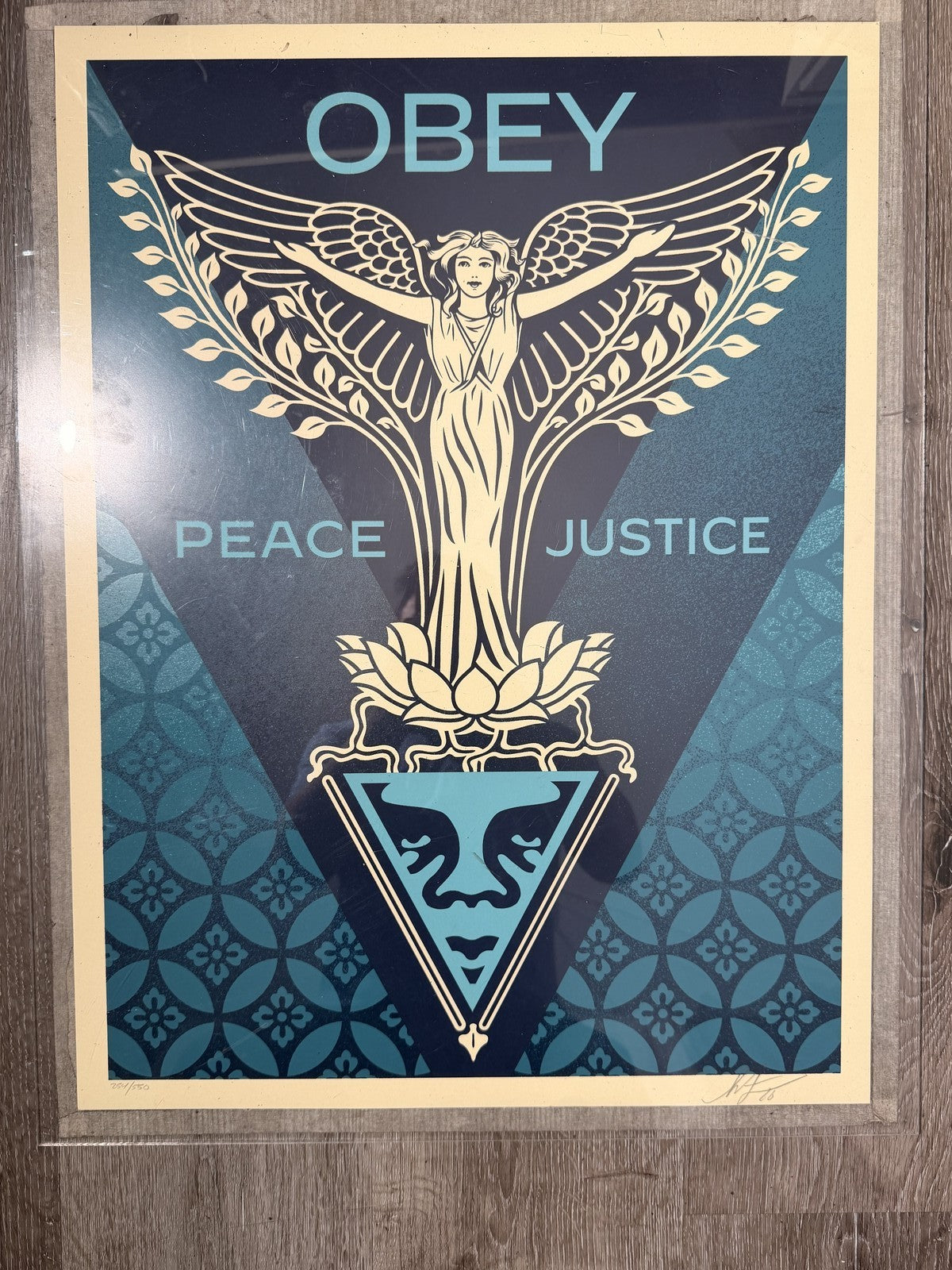 Shepard Fairey Peace and Justice Angel Signed Screen Print OBEY Giant Teal