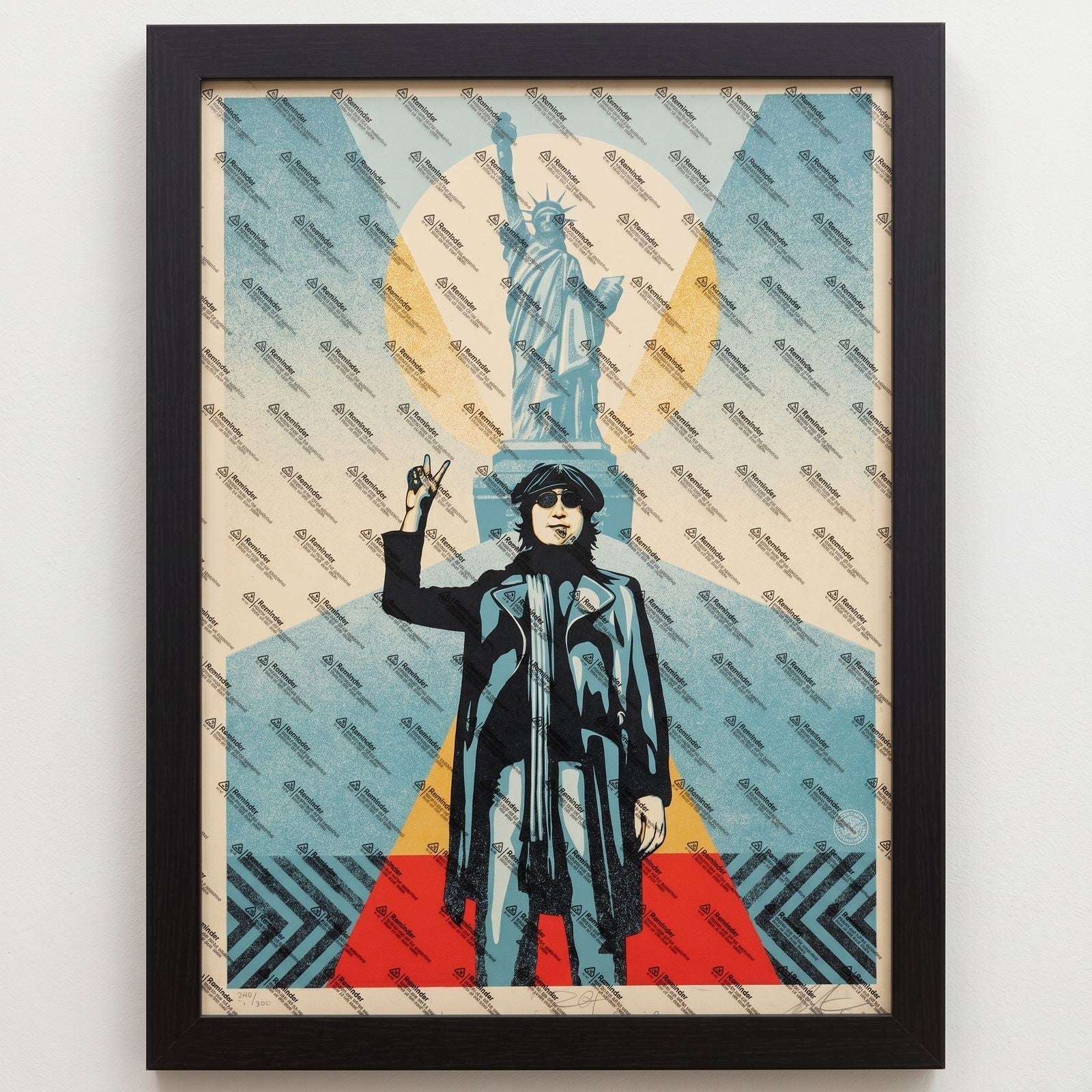Shepard Fairey Lennon Peace Liberty Blue Signed Bob Gruen 240/300 OBEY 2023 - Gauntlet Gallery