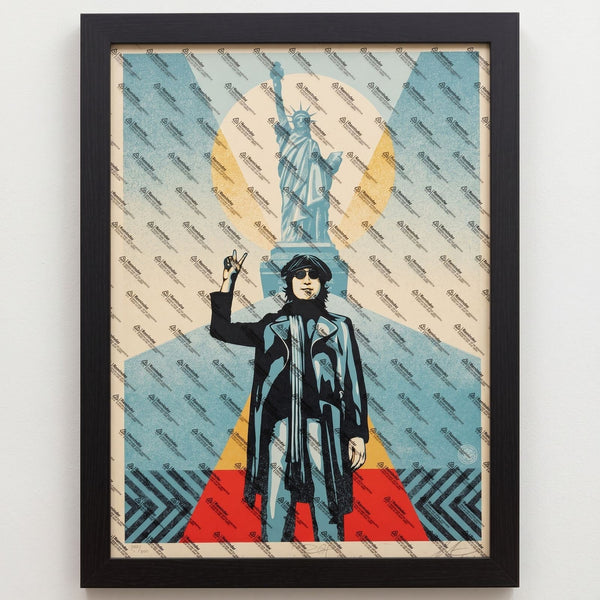 Shepard Fairey Lennon Peace Liberty Blue Signed Bob Gruen 240/300 OBEY 2023 - Gauntlet Gallery