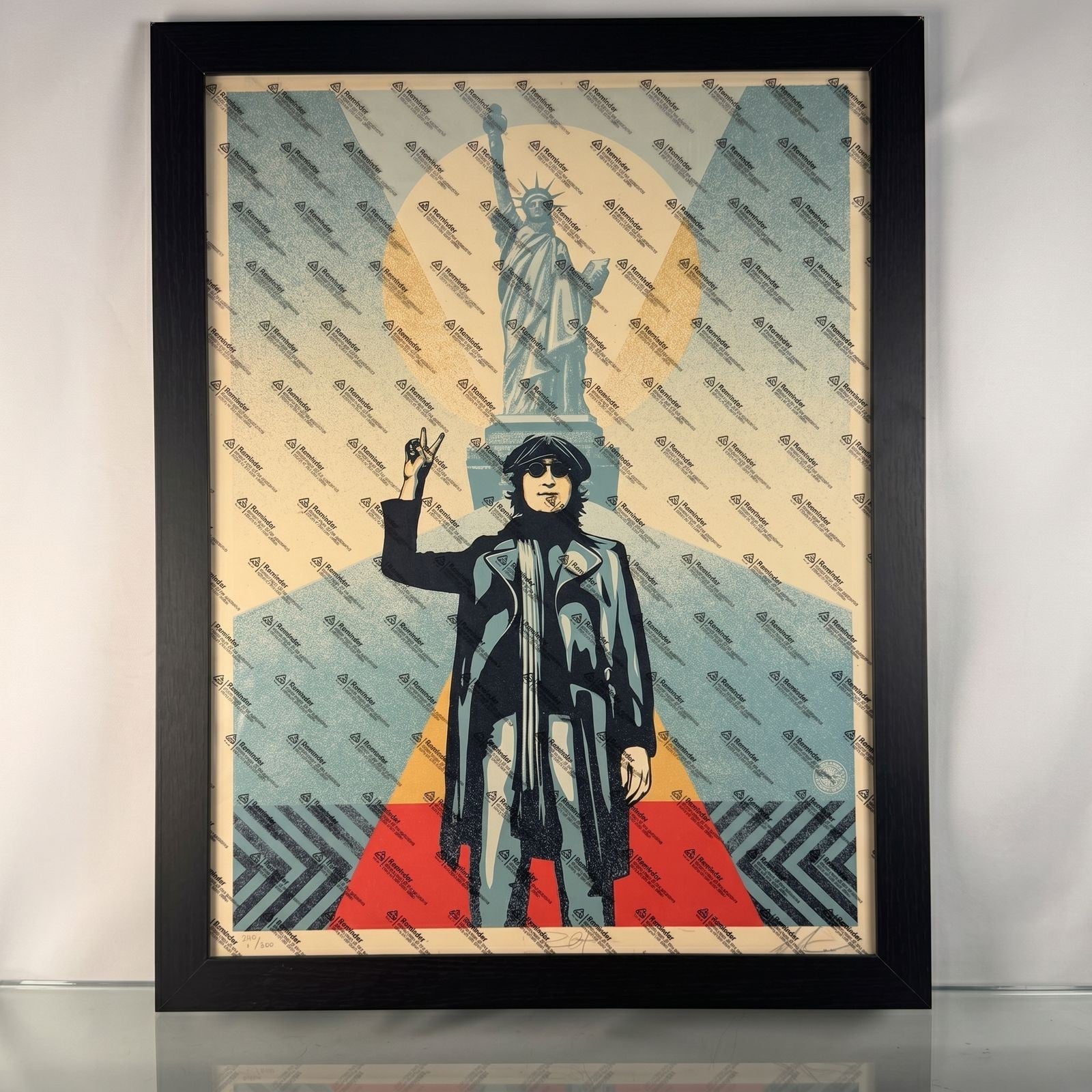Shepard Fairey Lennon Peace Liberty Blue Signed Bob Gruen 240/300 OBEY 2023 - Gauntlet Gallery