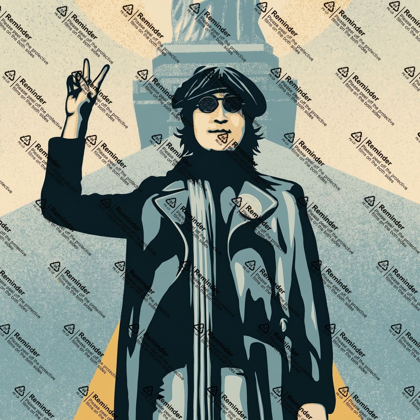 Shepard Fairey Lennon Peace Liberty Blue Signed Bob Gruen 240/300 OBEY 2023 - Gauntlet Gallery