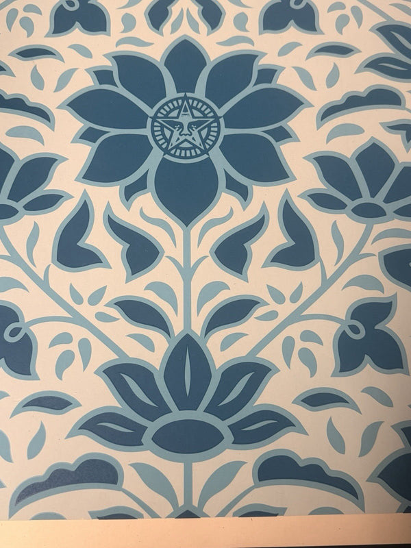 Shepard Fairey — OBEY Deco Floral Pattern (Blue) Signed Edition of 275 - Gauntlet Gallery