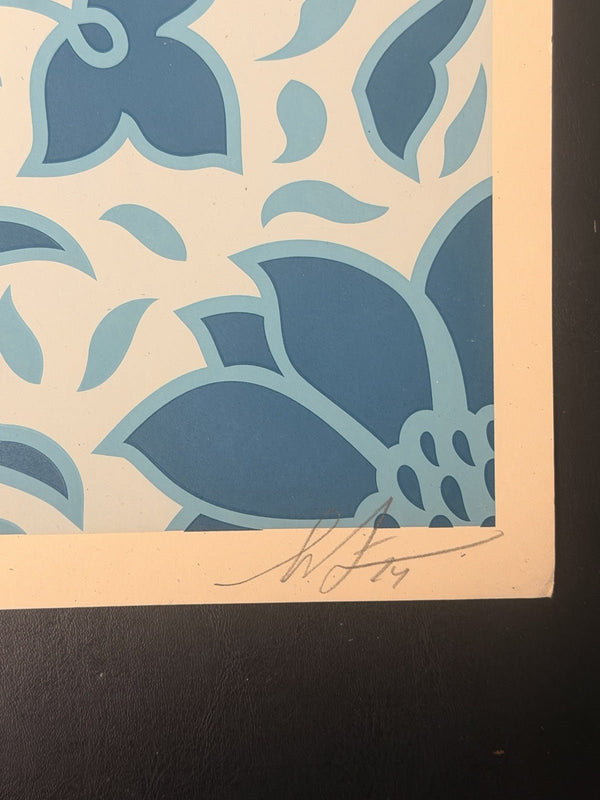 Shepard Fairey — OBEY Deco Floral Pattern (Blue) Signed Edition of 275 - Gauntlet Gallery