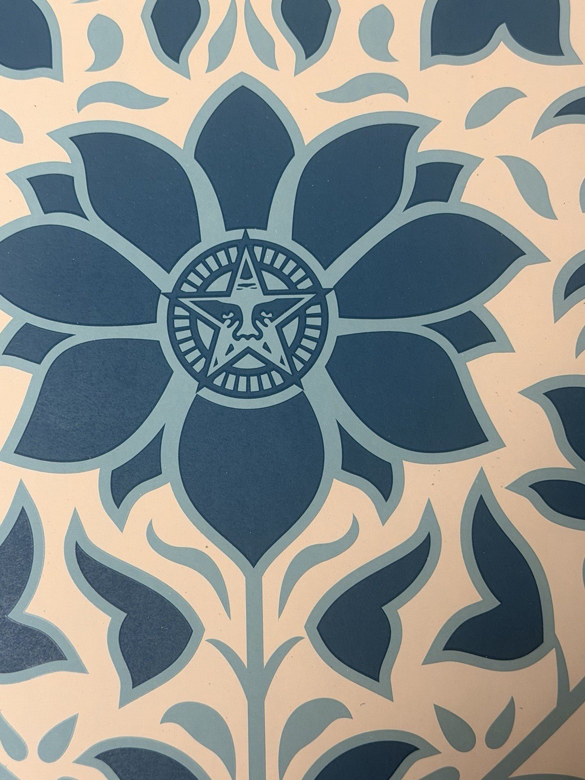 Shepard Fairey — OBEY Deco Floral Pattern (Blue) Signed Edition of 275 - Gauntlet Gallery