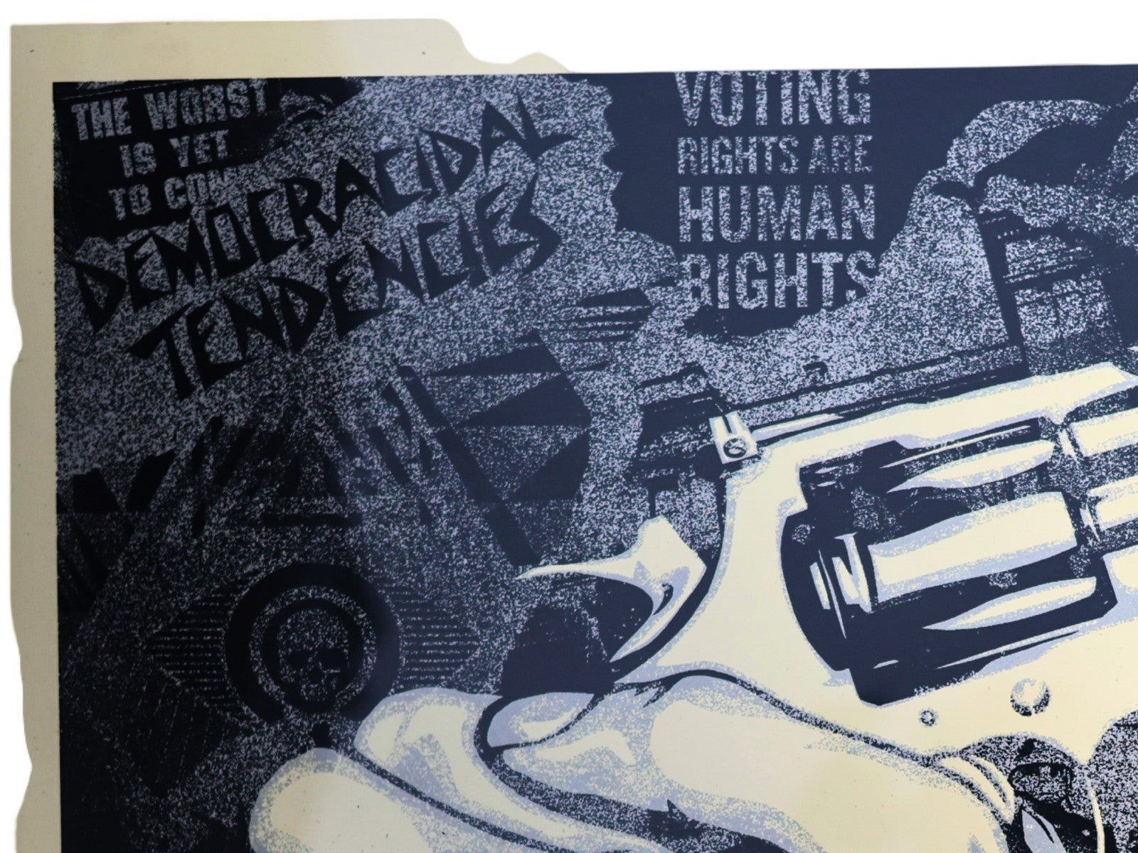 Shepard Fairey OBEY Democracy Under Siege Screen Print Signed 2021 281/800 - Gauntlet Gallery