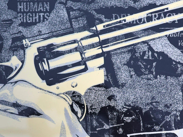 Shepard Fairey OBEY Democracy Under Siege Screen Print Signed 2021 281/800 - Gauntlet Gallery