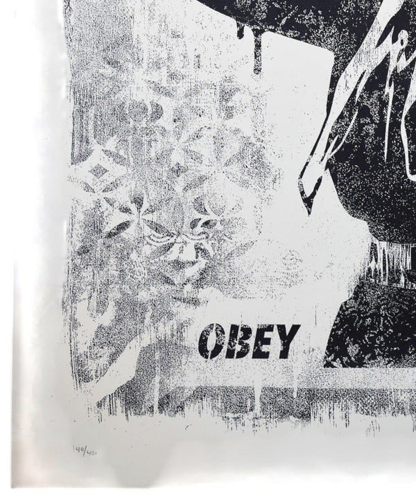 Shepard Fairey OBEY Freedom of Choice 2017 Signed /400 Damaged Stencil - Gauntlet Gallery
