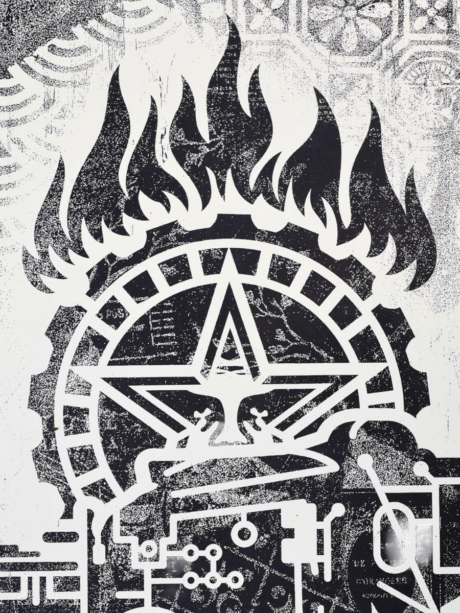 Shepard Fairey OBEY Printing Press 2017 Signed /400 Damaged Stencil Series - Gauntlet Gallery