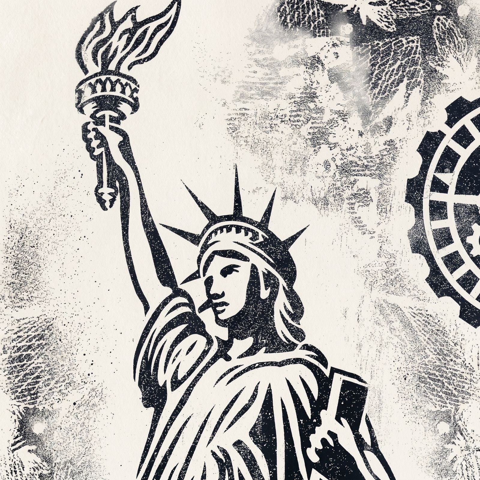 Shepard Fairey OBEY Sinking Liberty 2017 Signed /400 Damaged Stencil Series - Gauntlet Gallery