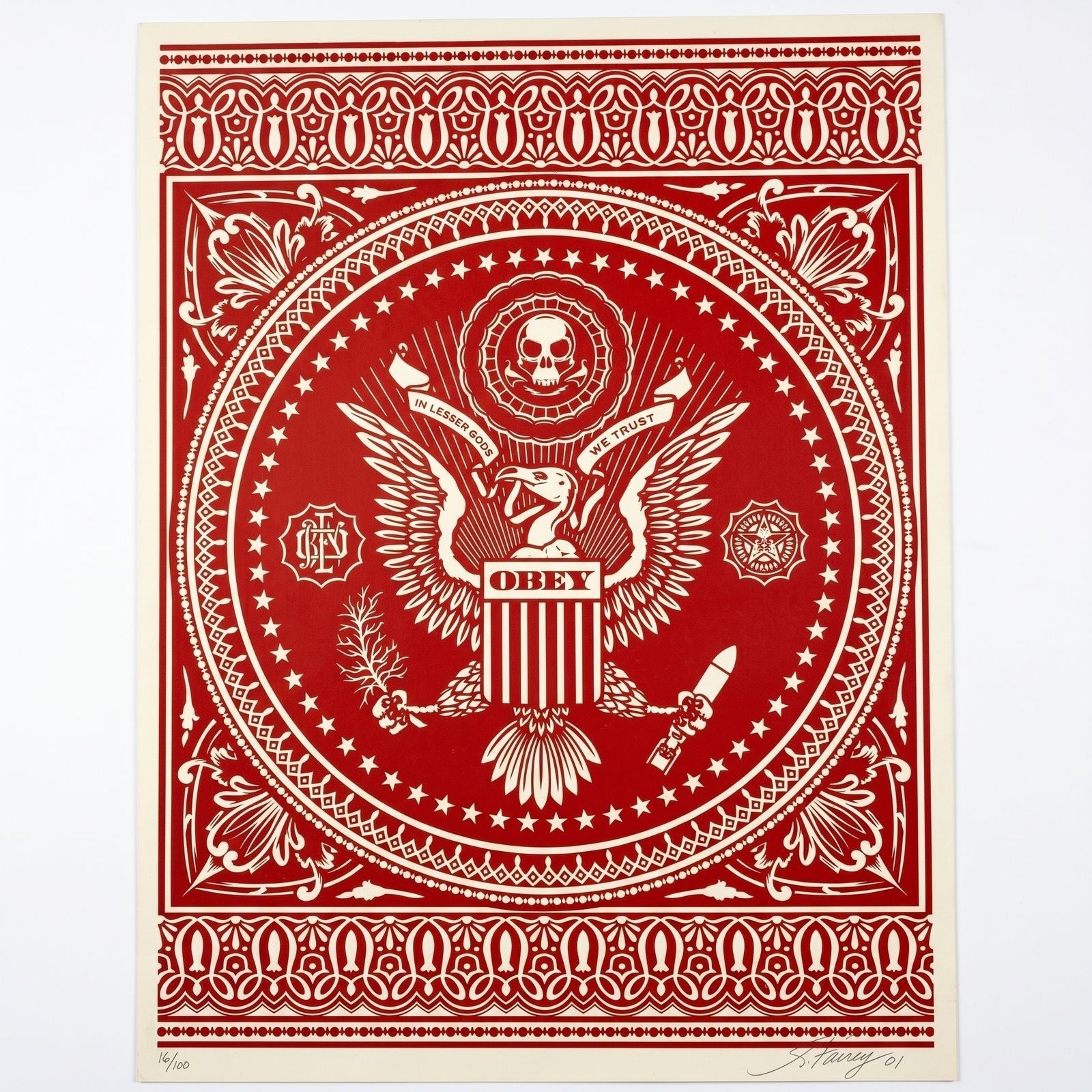 Shepard Fairey Presidential Seal Red 2007 Signed Screen Print 189/300 OBEY - Gauntlet Gallery