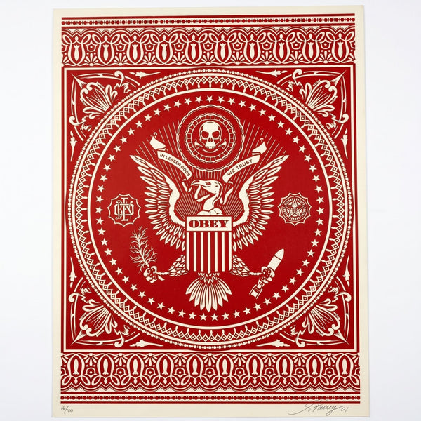 Shepard Fairey Presidential Seal Red 2007 Signed Screen Print 189/300 OBEY - Gauntlet Gallery