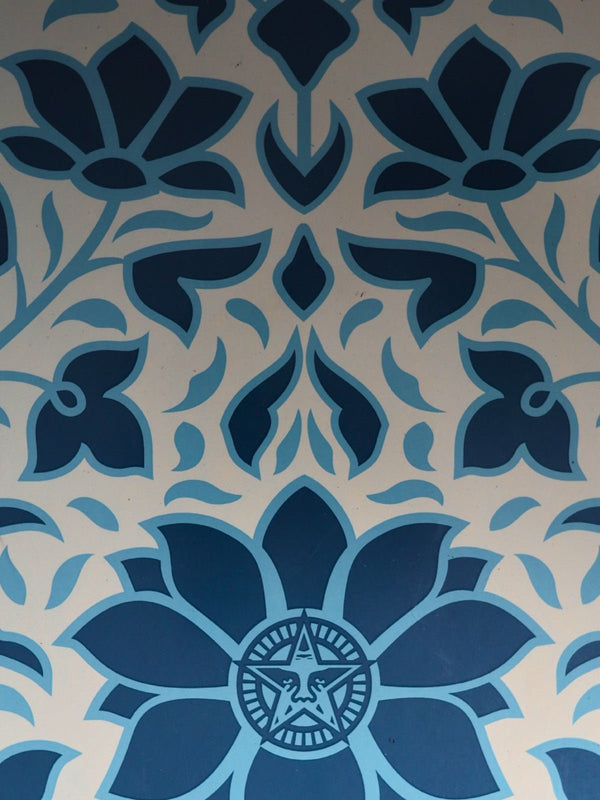 Shepard Fairey Signed Deco Floral Pattern (Blue) S/N Rare - Gauntlet Gallery