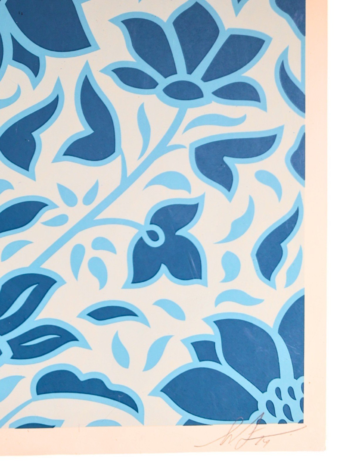 Shepard Fairey Signed Deco Floral Pattern (Blue) S/N Rare - Gauntlet Gallery