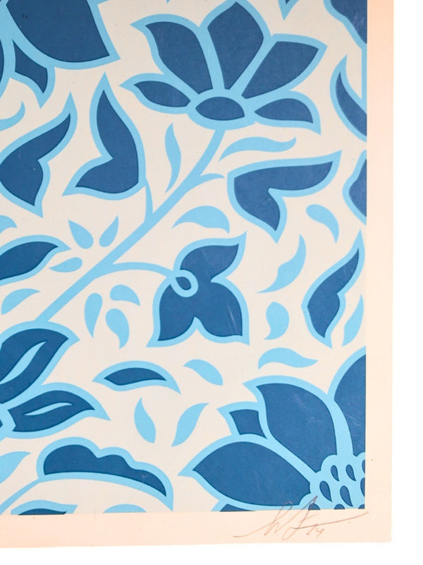 Shepard Fairey Signed Deco Floral Pattern (Blue) S/N Rare - Gauntlet Gallery