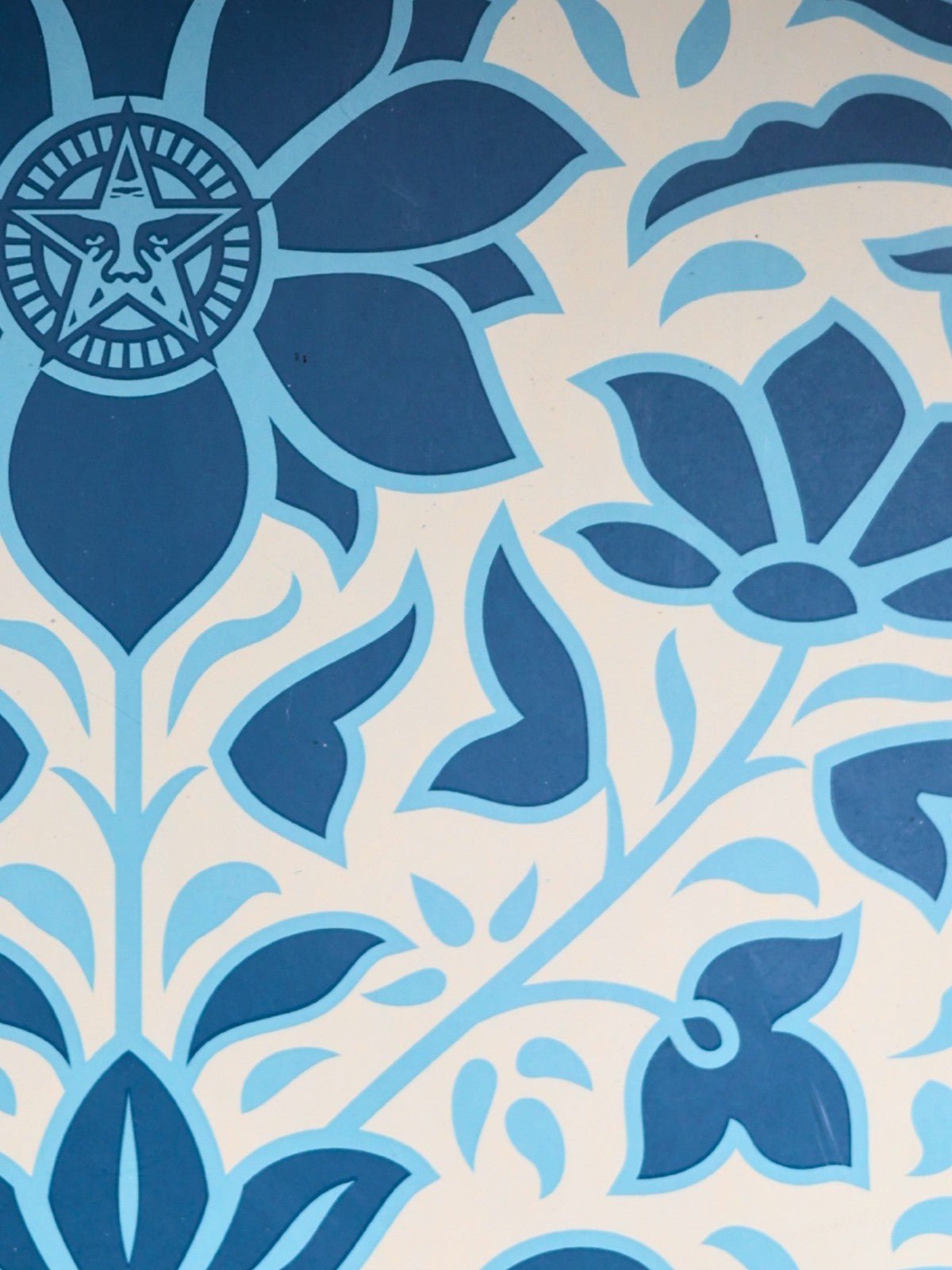 Shepard Fairey Signed Deco Floral Pattern (Blue) S/N Rare - Gauntlet Gallery