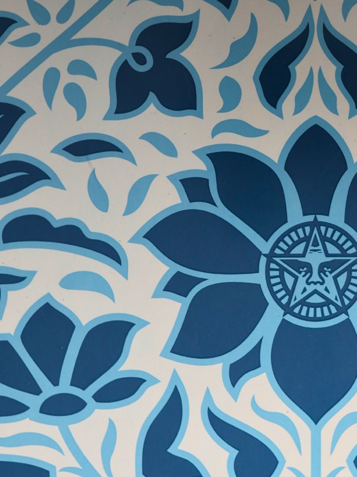 Shepard Fairey Signed Deco Floral Pattern (Blue) S/N Rare - Gauntlet Gallery