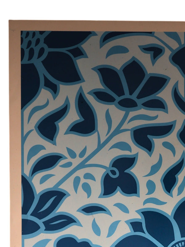 Shepard Fairey Signed Deco Floral Pattern (Blue) S/N Rare - Gauntlet Gallery