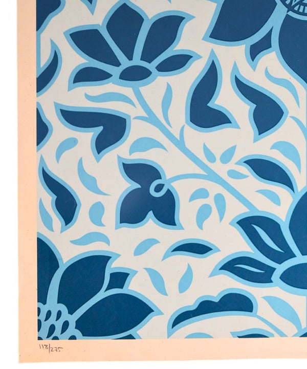 Shepard Fairey Signed Deco Floral Pattern (Blue) S/N Rare - Gauntlet Gallery
