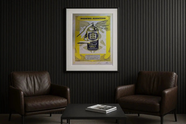 Shepard Fairey Warning Addictive Art Print 2020 Obey Giant Signed Print - Gauntlet Gauntlet Gallery