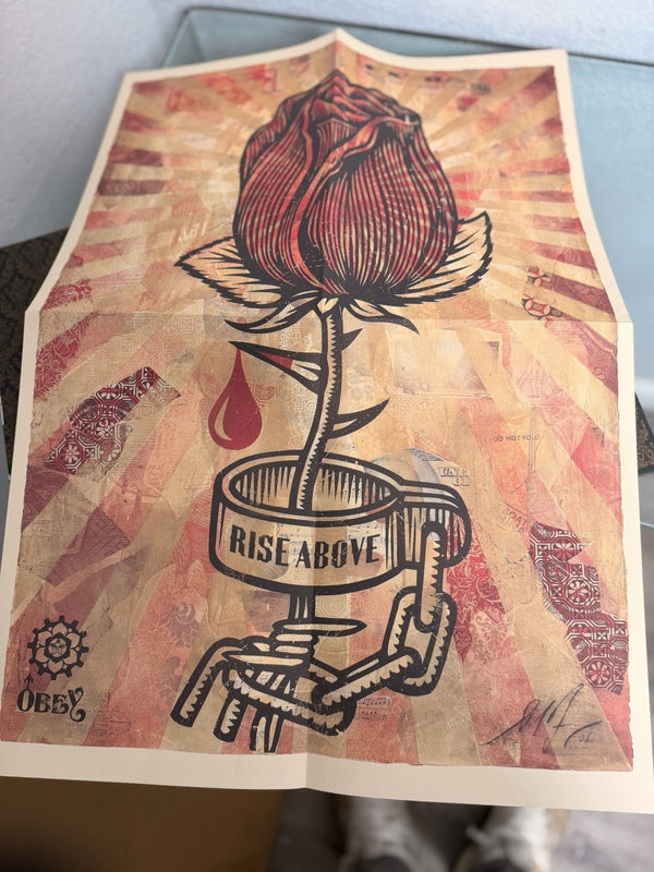 Signed Shepard Fairey OBEY Book with Rise Above Poster - Urban Art Collectible - Gauntlet Gallery