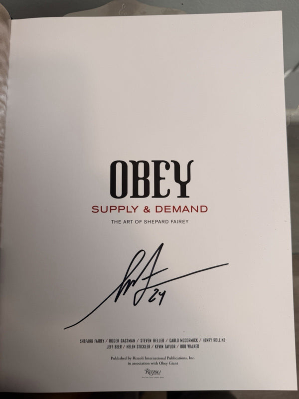 Signed Shepard Fairey OBEY Book with Rise Above Poster - Urban Art Collectible - Gauntlet Gallery