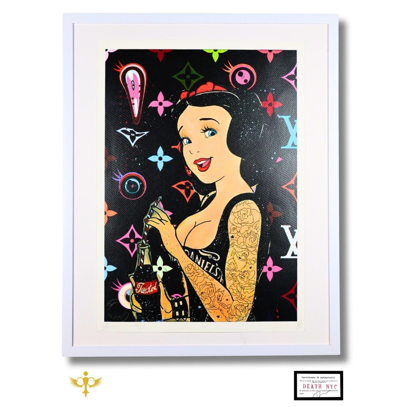 Tattooed Snow White Framed Print by Death NYC - Signed Limited Edition Giclée - Gauntlet Gallery