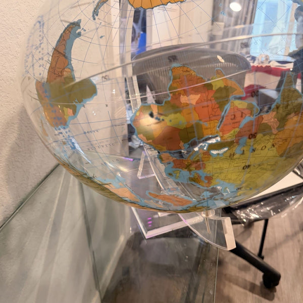 Vintage South - Up World Globe (McArthur Projection) w/ Clear Lucite Stand – 16” - Gauntlet Gallery