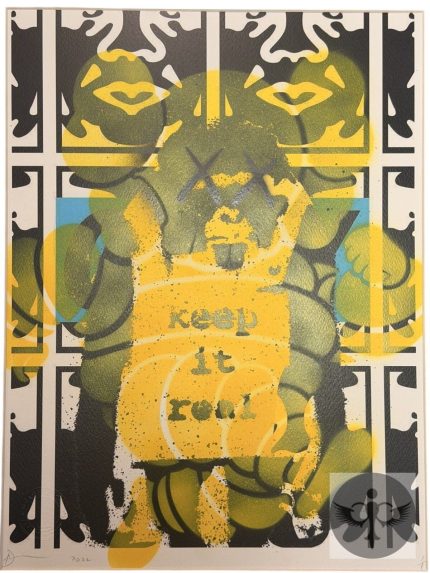 Death NYC 1/1 KAWS-Inspired Mixed Media Art Print, Hand-Signed, Framed 13x18