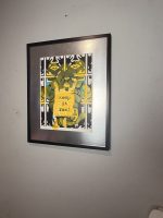 Death NYC 1/1 KAWS-Inspired Mixed Media Art Print, Hand-Signed, Framed 13x18