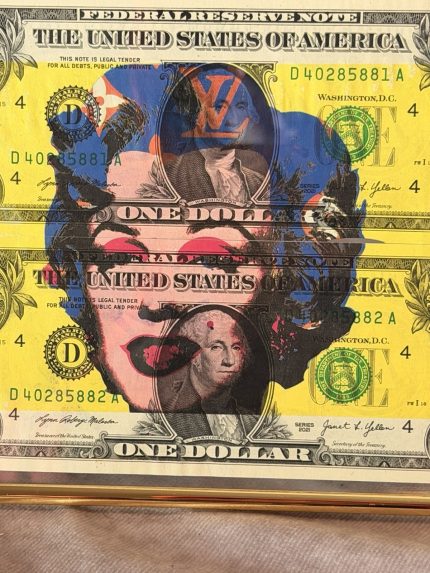Death NYC Marilyn Monroe LV $1 Dollar Mixed Media Signed Framed