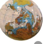 Vintage South-Up World Globe (McArthur Projection) w/ Clear Lucite Stand – 16”