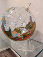 Vintage South-Up World Globe (McArthur Projection) w/ Clear Lucite Stand – 16”