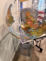 Vintage South-Up World Globe (McArthur Projection) w/ Clear Lucite Stand – 16”
