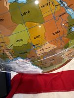 Vintage South-Up World Globe (McArthur Projection) w/ Clear Lucite Stand – 16”