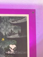 Death NYC Snoopy & Woodstock Limited Ed Print in Hot Pink Acrylic Frame