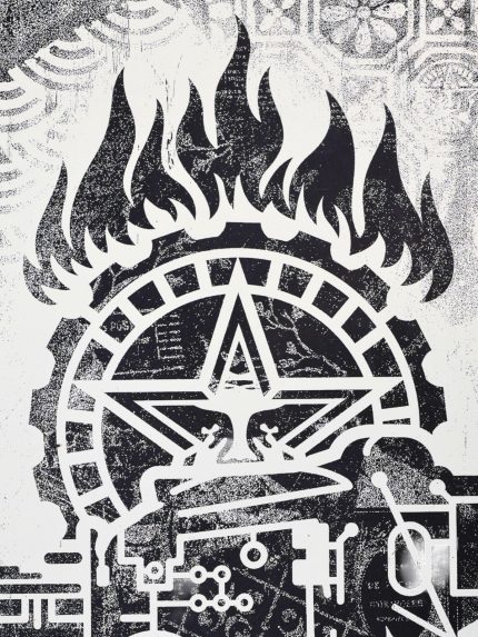 Shepard Fairey OBEY Printing Press 2017 Signed #/400 Damaged Stencil Series