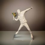Medicom Toy Flower Thrower Sculpture - White Resin Banksy Inspired Art Figure