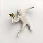 Medicom Toy Flower Thrower Sculpture - White Resin Banksy Inspired Art Figure
